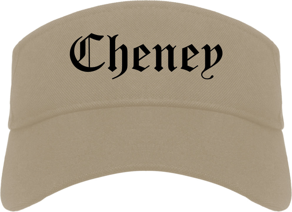Cheney Washington WA Old English Mens Visor Cap Hat Khaki