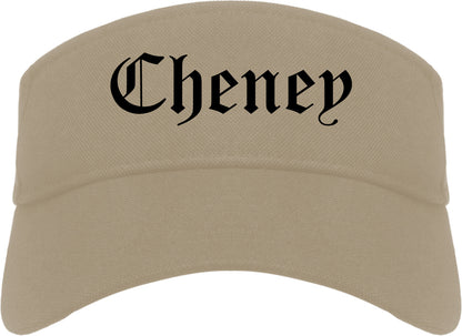 Cheney Washington WA Old English Mens Visor Cap Hat Khaki