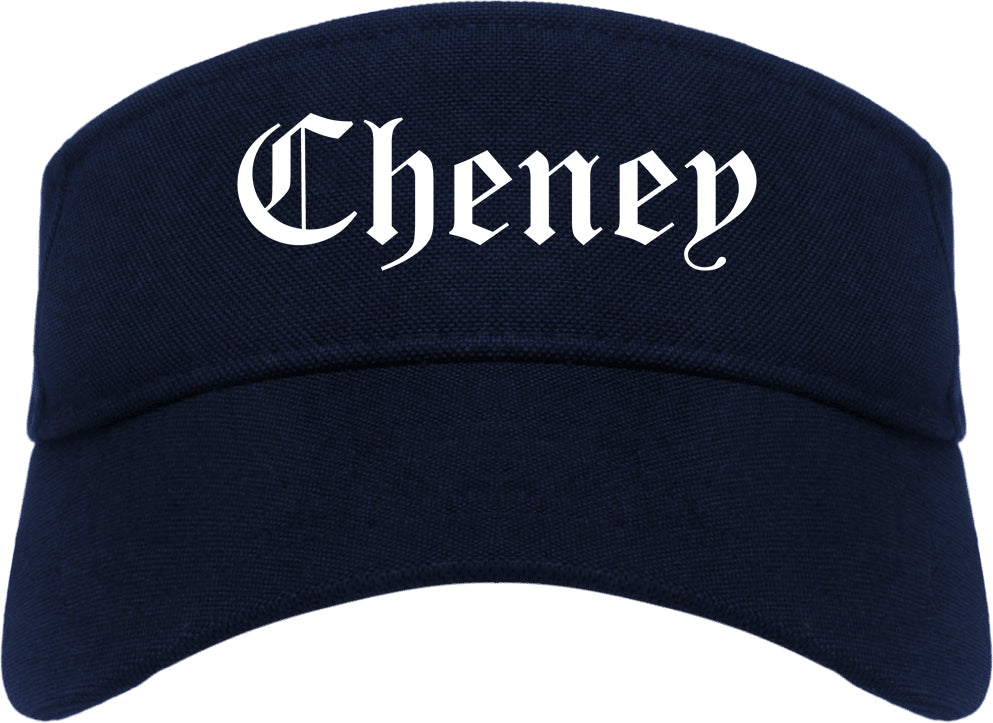 Cheney Washington WA Old English Mens Visor Cap Hat Navy Blue