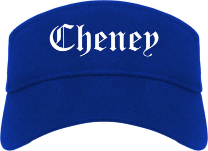 Cheney Washington WA Old English Mens Visor Cap Hat Royal Blue