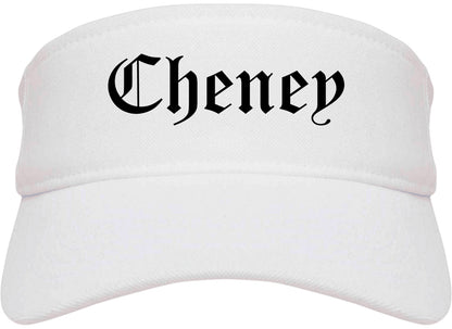 Cheney Washington WA Old English Mens Visor Cap Hat White