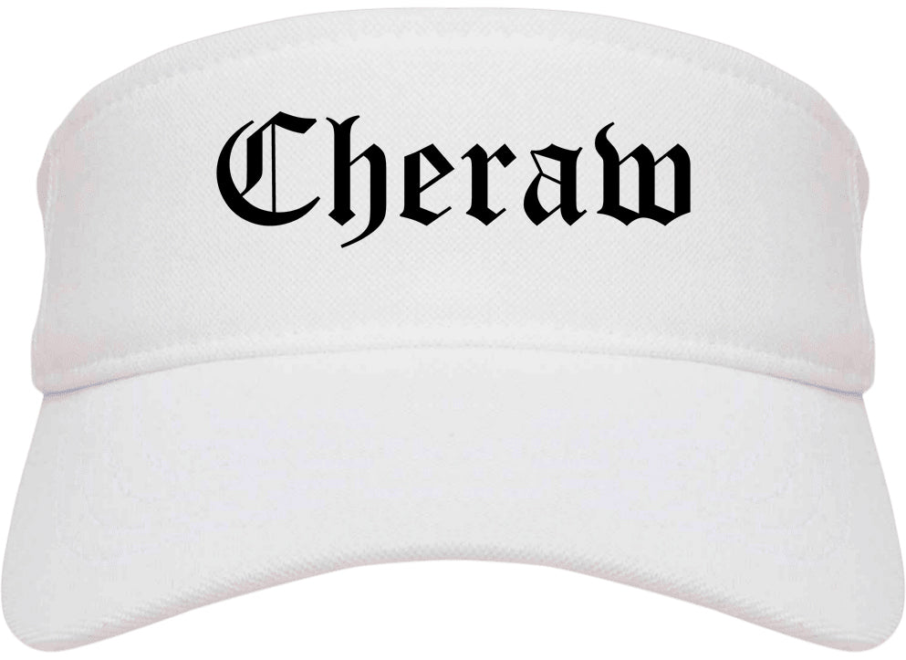 Cheraw South Carolina SC Old English Mens Visor Cap Hat White