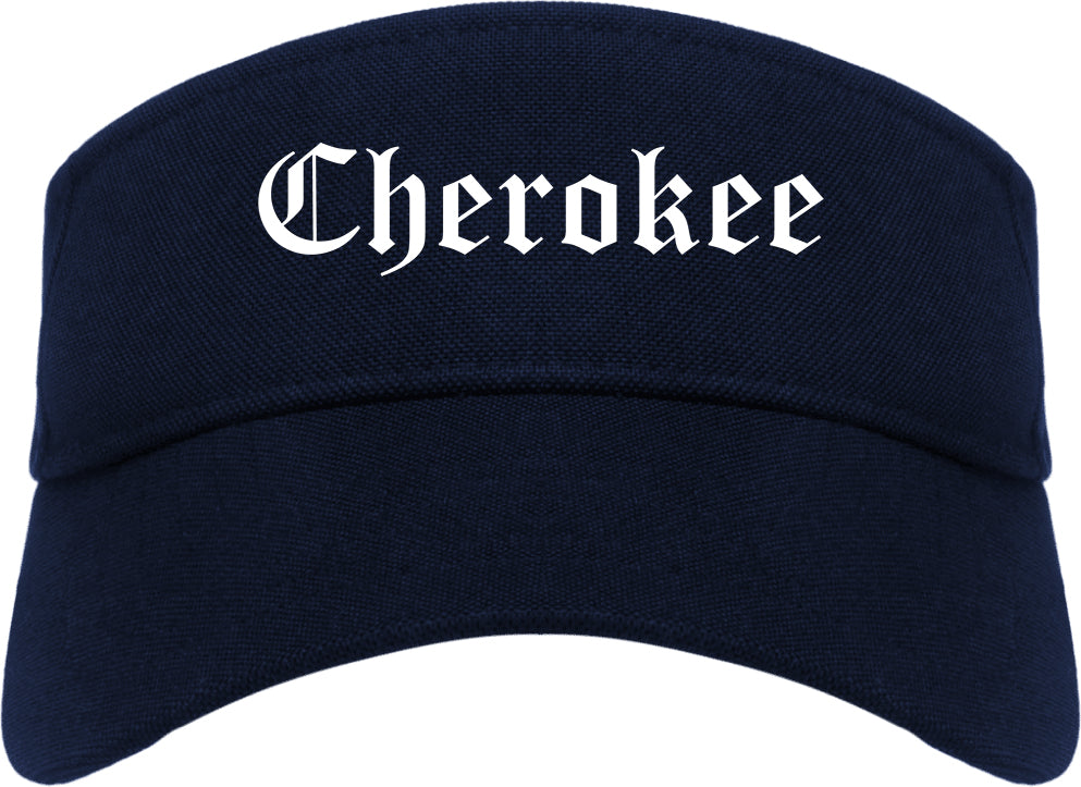 Cherokee Iowa IA Old English Mens Visor Cap Hat Navy Blue