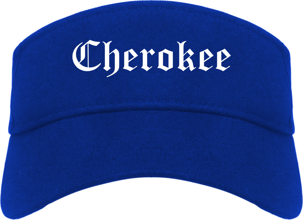 Cherokee Iowa IA Old English Mens Visor Cap Hat Royal Blue