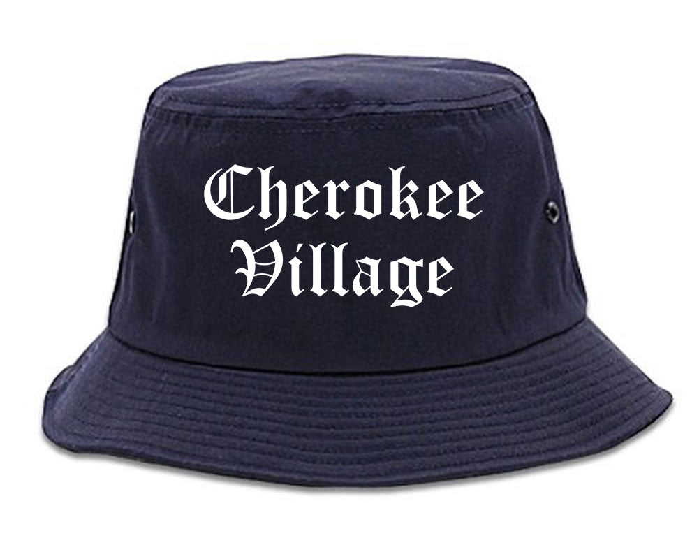 Cherokee Village Arkansas AR Old English Mens Bucket Hat Navy Blue