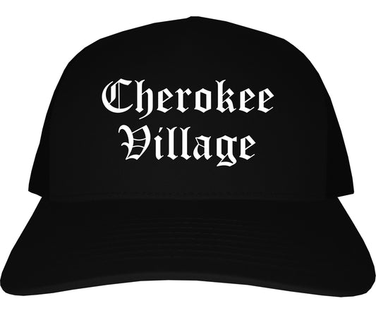 Cherokee Village Arkansas AR Old English Mens Trucker Hat Cap Black