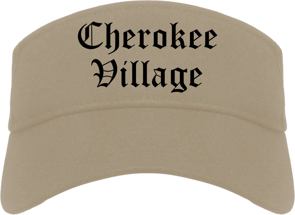 Cherokee Village Arkansas AR Old English Mens Visor Cap Hat Khaki