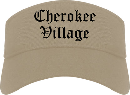 Cherokee Village Arkansas AR Old English Mens Visor Cap Hat Khaki