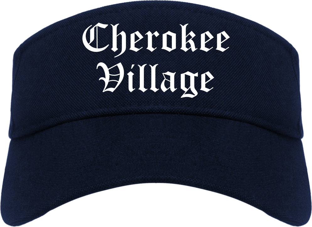 Cherokee Village Arkansas AR Old English Mens Visor Cap Hat Navy Blue