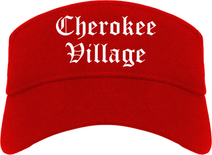 Cherokee Village Arkansas AR Old English Mens Visor Cap Hat Red