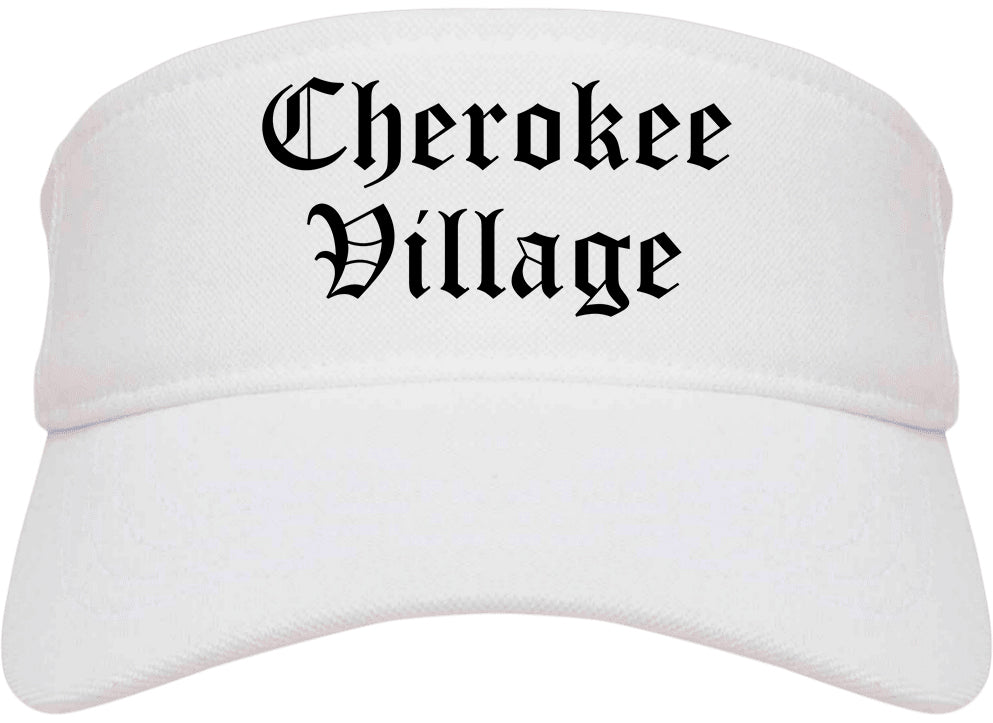 Cherokee Village Arkansas AR Old English Mens Visor Cap Hat White