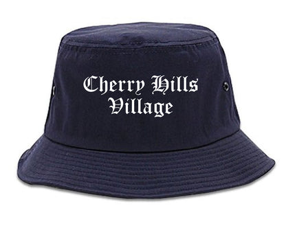 Cherry Hills Village Colorado CO Old English Mens Bucket Hat Navy Blue