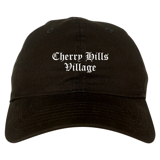 Cherry Hills Village Colorado CO Old English Mens Dad Hat Baseball Cap Black