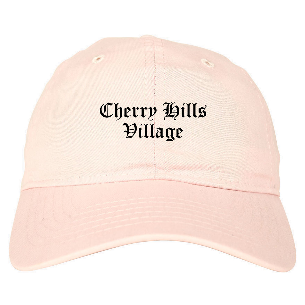 Cherry Hills Village Colorado CO Old English Mens Dad Hat Baseball Cap Pink