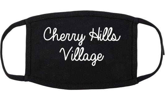 Cherry Hills Village Colorado CO Script Cotton Face Mask Black