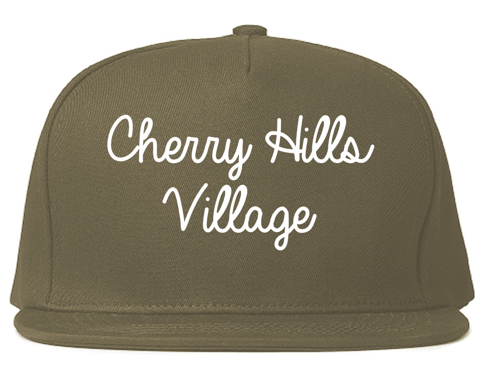 Cherry Hills Village Colorado CO Script Mens Snapback Hat Grey