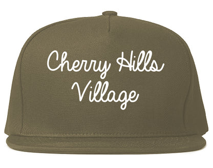 Cherry Hills Village Colorado CO Script Mens Snapback Hat Grey
