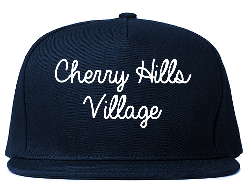 Cherry Hills Village Colorado CO Script Mens Snapback Hat Navy Blue