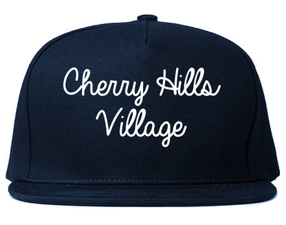 Cherry Hills Village Colorado CO Script Mens Snapback Hat Navy Blue