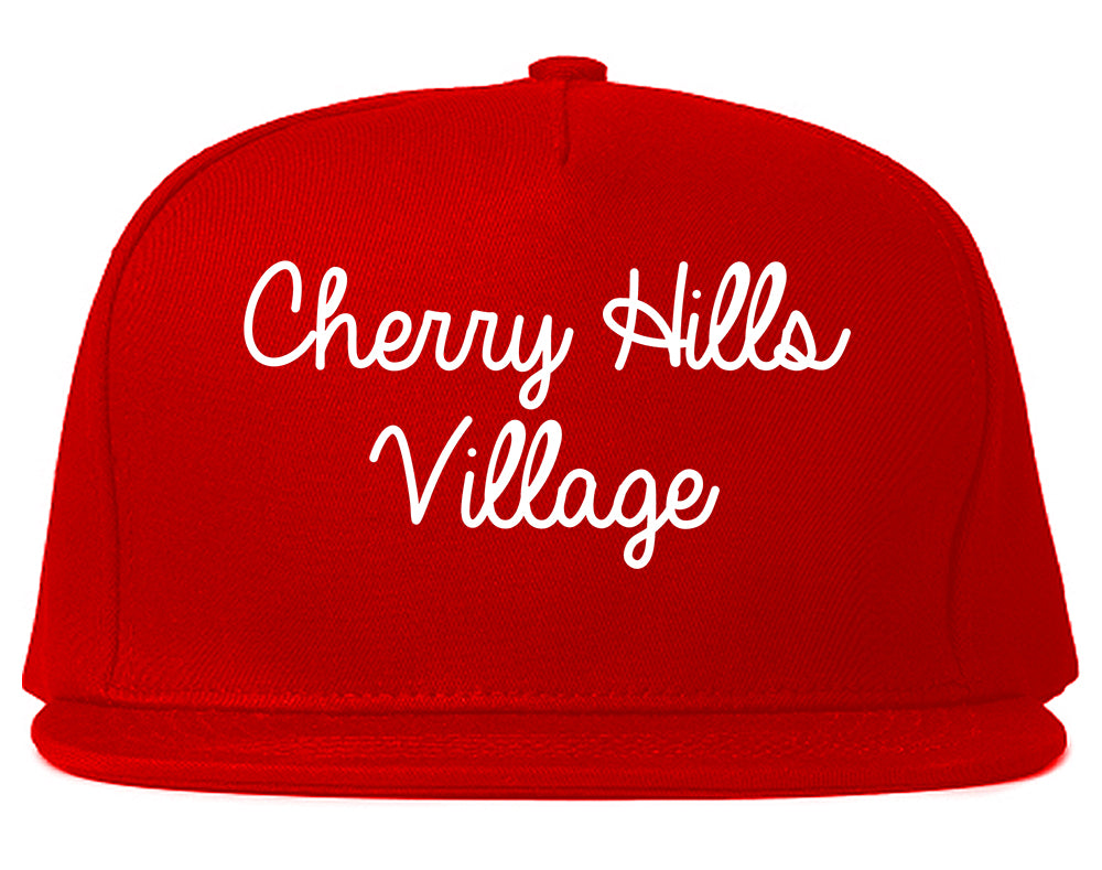 Cherry Hills Village Colorado CO Script Mens Snapback Hat Red