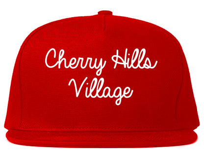 Cherry Hills Village Colorado CO Script Mens Snapback Hat Red
