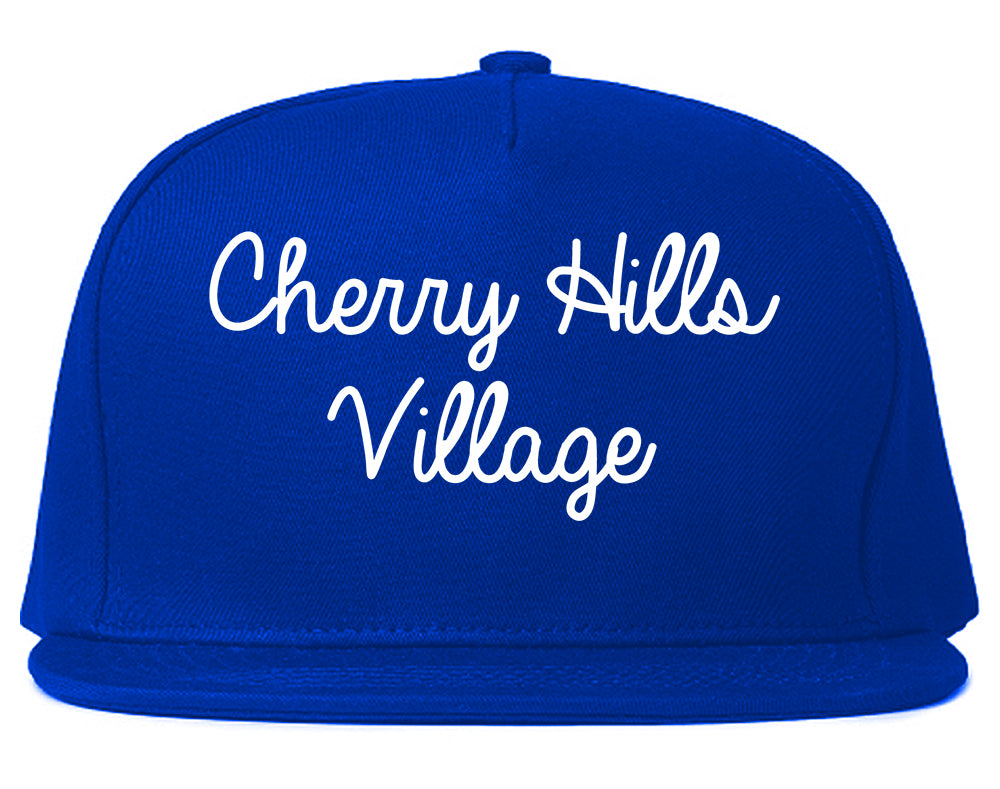 Cherry Hills Village Colorado CO Script Mens Snapback Hat Royal Blue
