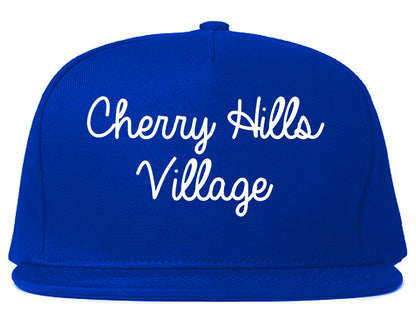 Cherry Hills Village Colorado CO Script Mens Snapback Hat Royal Blue