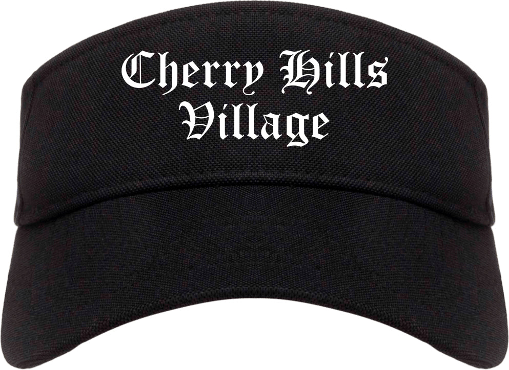 Cherry Hills Village Colorado CO Old English Mens Visor Cap Hat Black