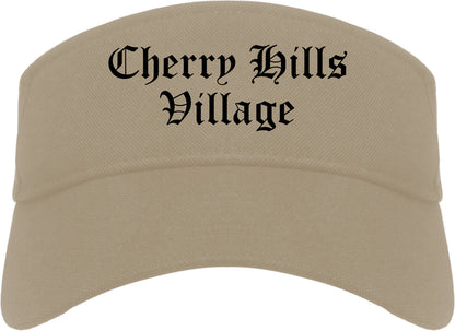 Cherry Hills Village Colorado CO Old English Mens Visor Cap Hat Khaki
