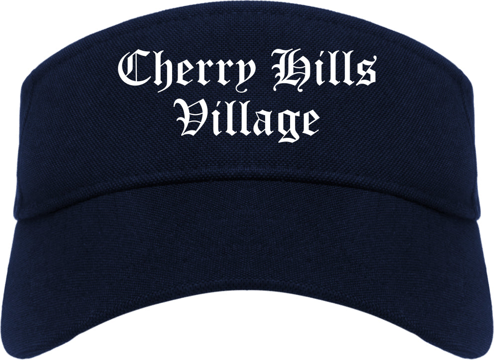 Cherry Hills Village Colorado CO Old English Mens Visor Cap Hat Navy Blue