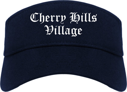 Cherry Hills Village Colorado CO Old English Mens Visor Cap Hat Navy Blue