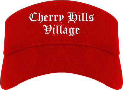 Cherry Hills Village Colorado CO Old English Mens Visor Cap Hat Red