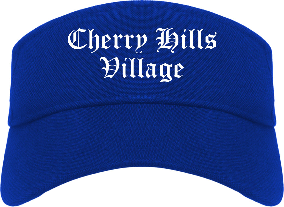 Cherry Hills Village Colorado CO Old English Mens Visor Cap Hat Royal Blue