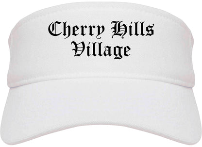 Cherry Hills Village Colorado CO Old English Mens Visor Cap Hat White