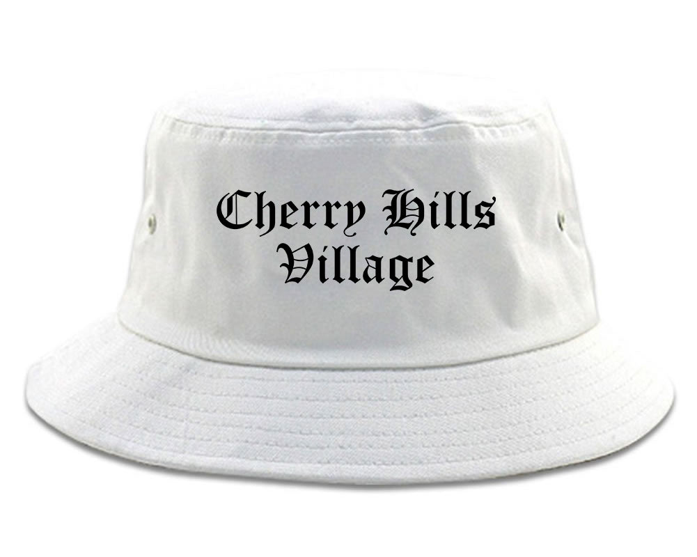 Cherry Hills Village Colorado CO Old English Mens Bucket Hat White