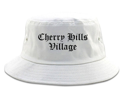 Cherry Hills Village Colorado CO Old English Mens Bucket Hat White