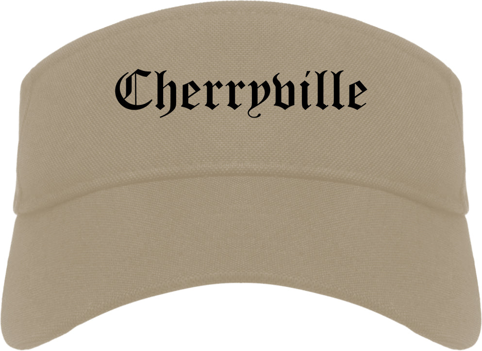 Cherryville North Carolina NC Old English Mens Visor Cap Hat Khaki