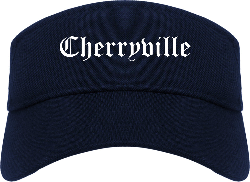 Cherryville North Carolina NC Old English Mens Visor Cap Hat Navy Blue