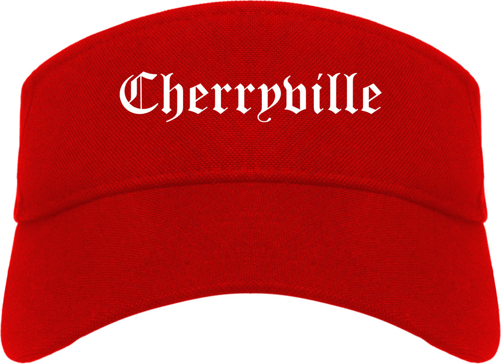 Cherryville North Carolina NC Old English Mens Visor Cap Hat Red