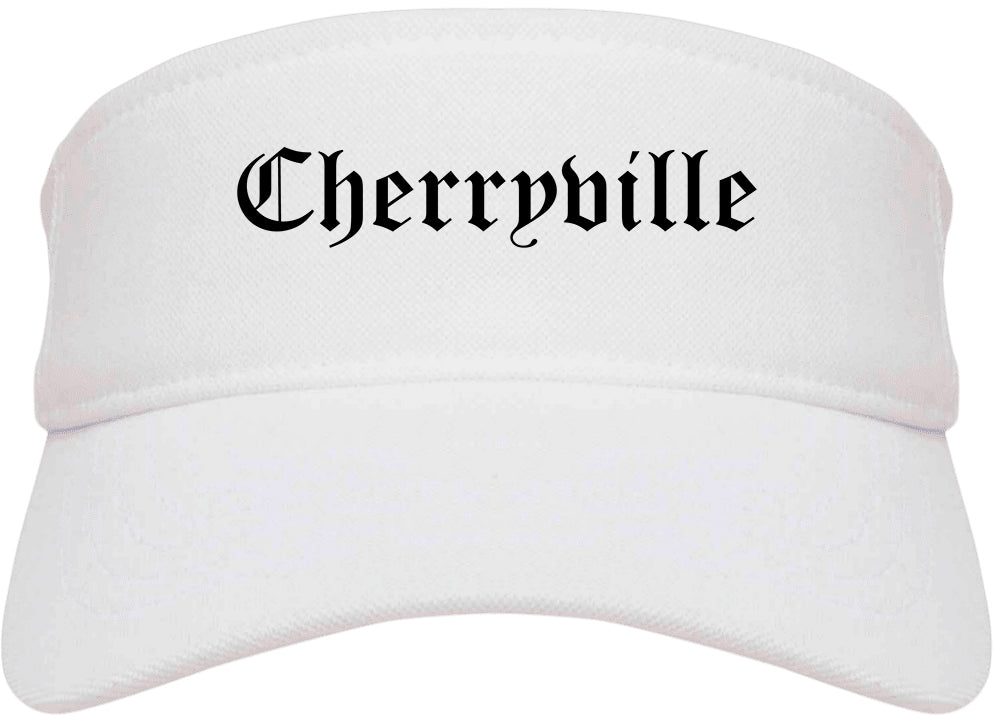 Cherryville North Carolina NC Old English Mens Visor Cap Hat White