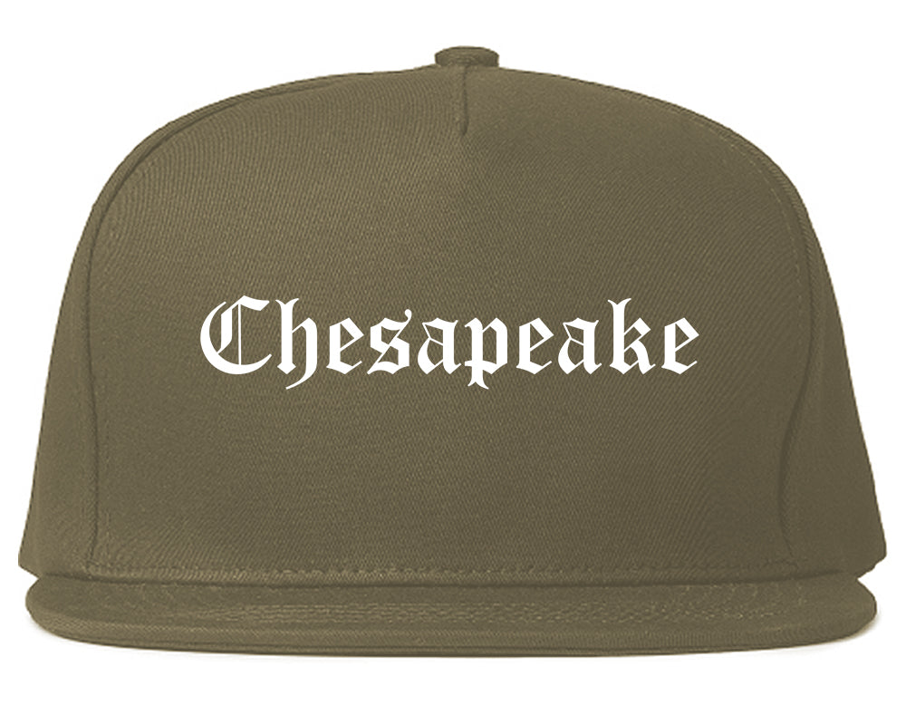 Chesapeake Virginia VA Old English Mens Snapback Hat Grey