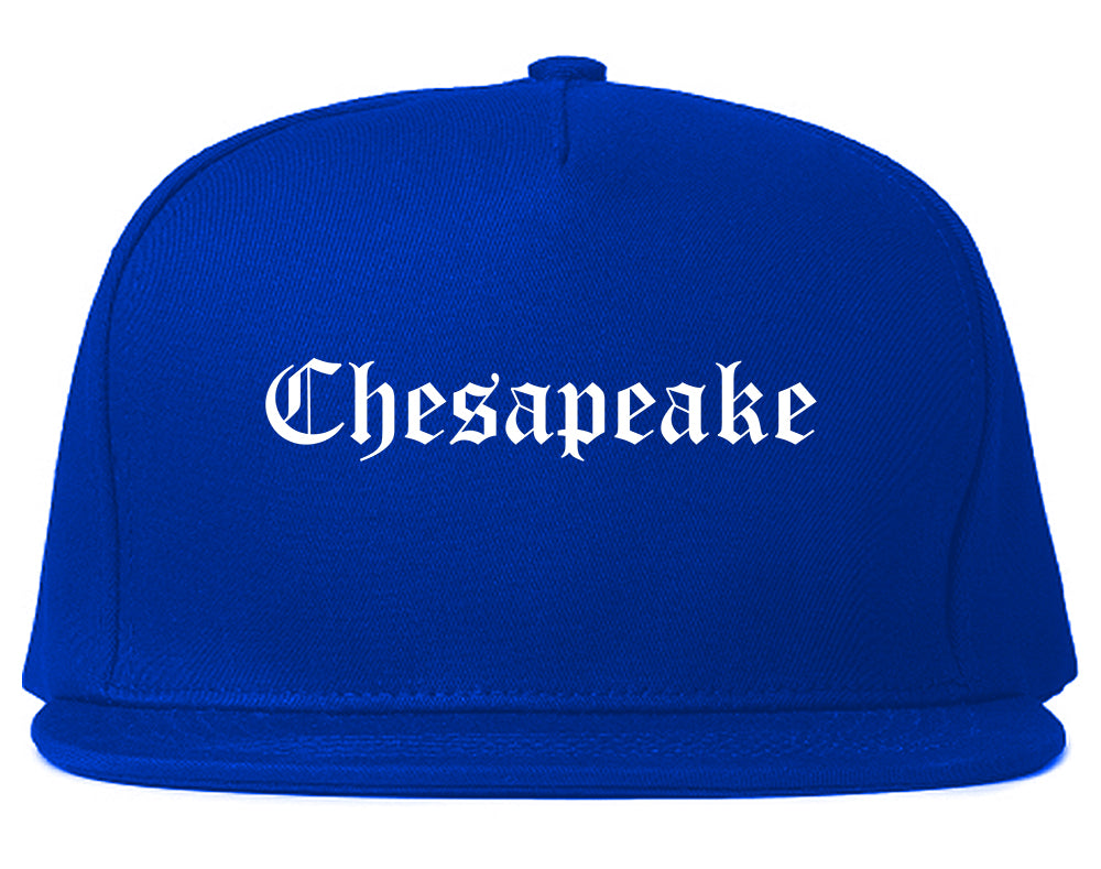 Chesapeake Virginia VA Old English Mens Snapback Hat Royal Blue