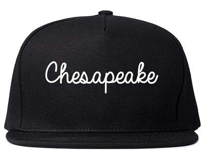 Chesapeake Virginia VA Script Mens Snapback Hat Black