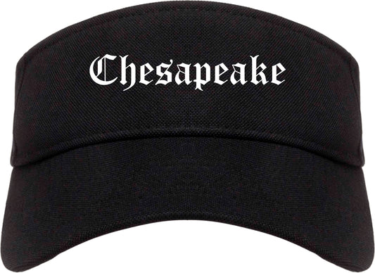 Chesapeake Virginia VA Old English Mens Visor Cap Hat Black