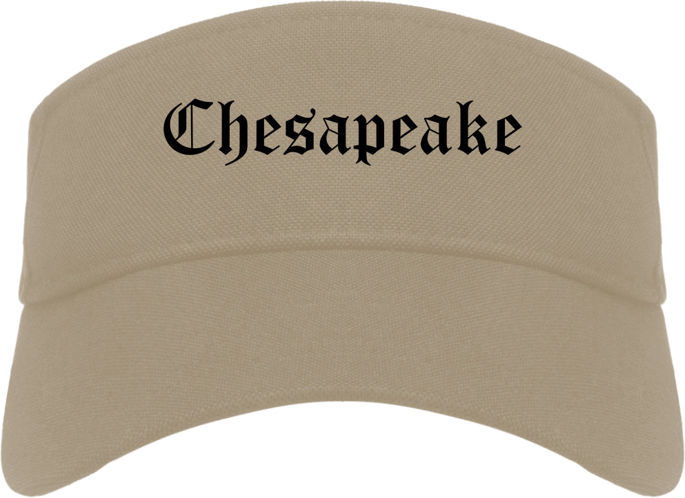 Chesapeake Virginia VA Old English Mens Visor Cap Hat Khaki
