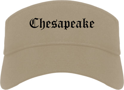Chesapeake Virginia VA Old English Mens Visor Cap Hat Khaki