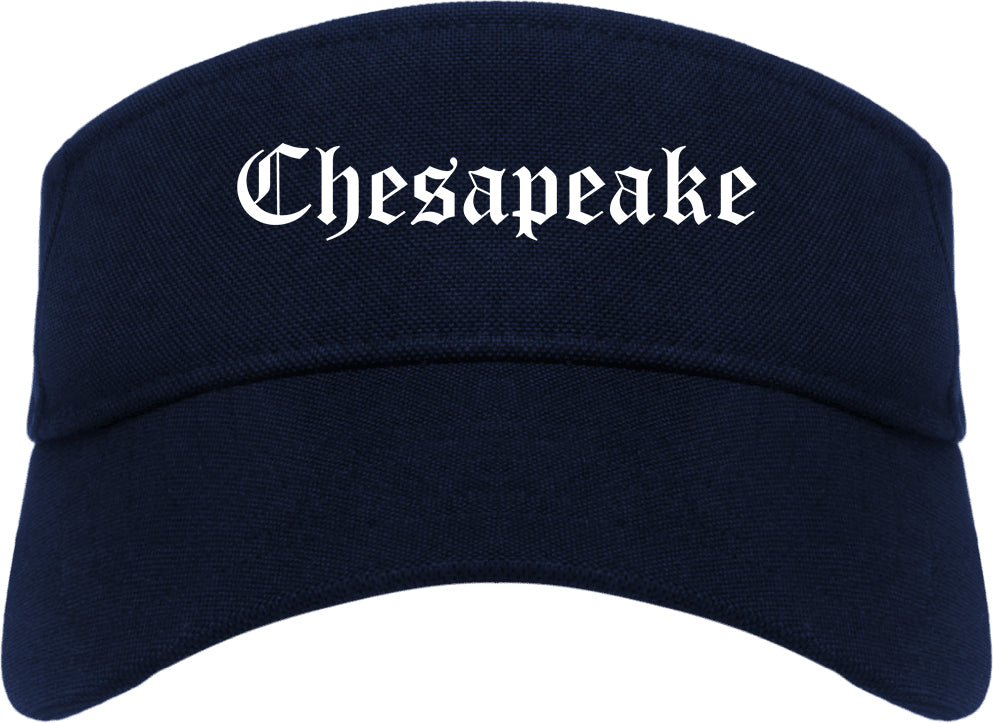 Chesapeake Virginia VA Old English Mens Visor Cap Hat Navy Blue