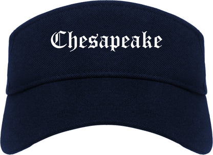 Chesapeake Virginia VA Old English Mens Visor Cap Hat Navy Blue