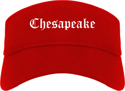 Chesapeake Virginia VA Old English Mens Visor Cap Hat Red