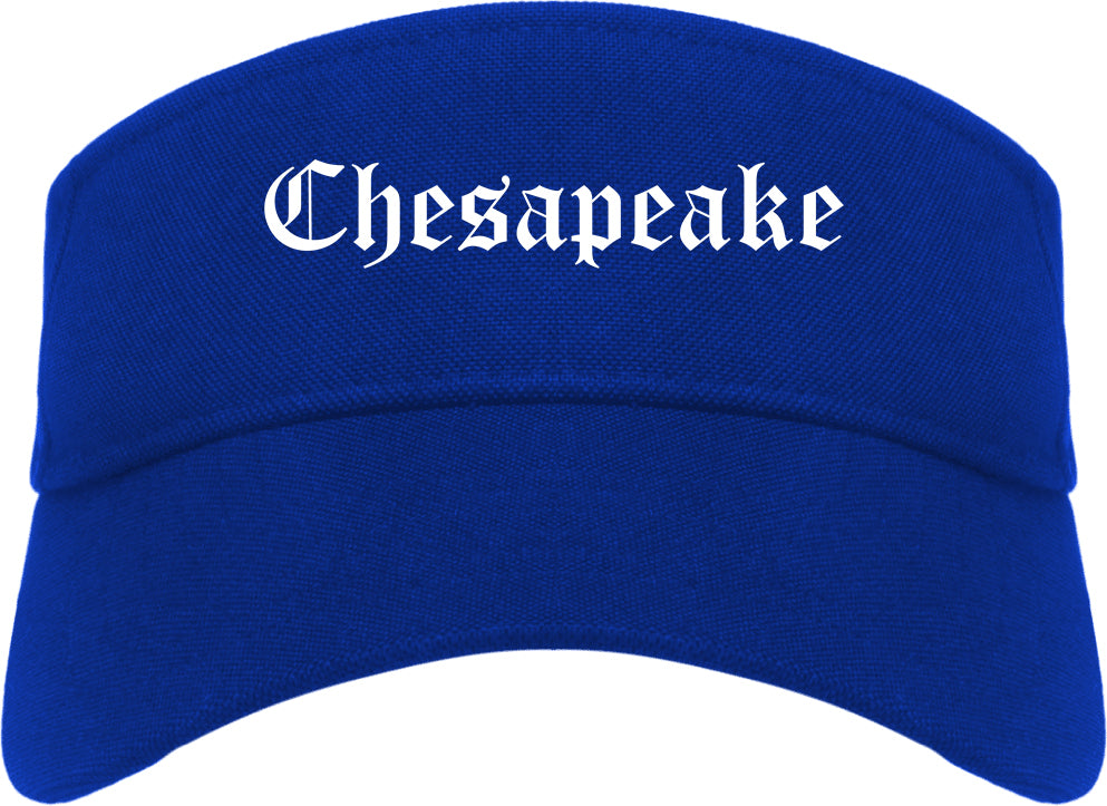 Chesapeake Virginia VA Old English Mens Visor Cap Hat Royal Blue